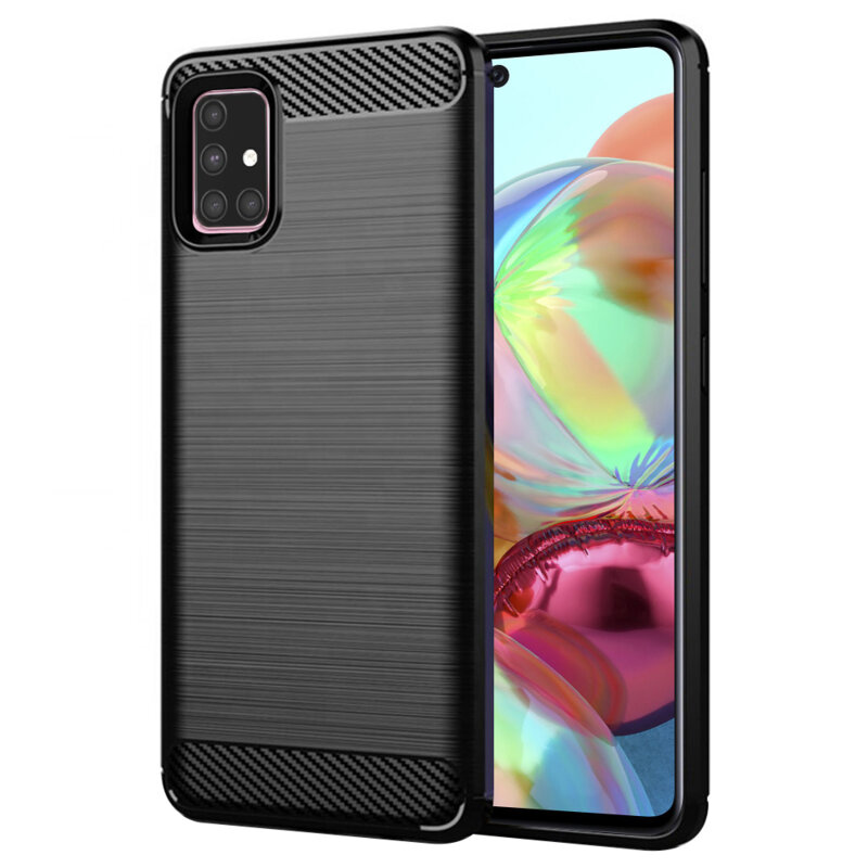 Husa Samsung Galaxy A71 4G Techsuit Carbon Silicone, negru