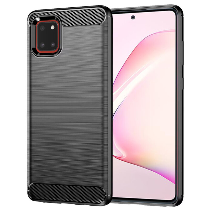 Husa Samsung Galaxy Note 10 Lite Techsuit Carbon Silicone, negru