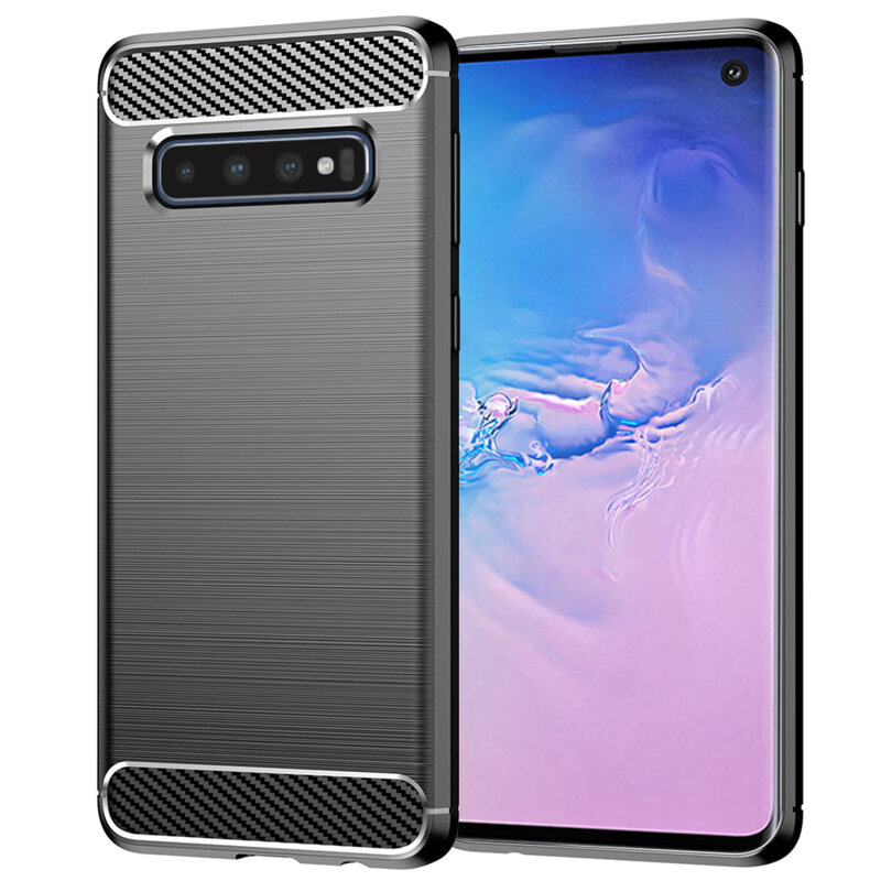 Husa Samsung Galaxy S10 Techsuit Carbon Silicone, negru