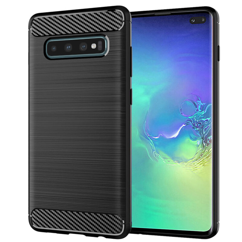 Husa Samsung Galaxy S10 Plus Techsuit Carbon Silicone, negru