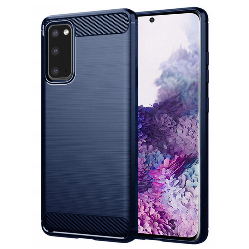 Husa Samsung Galaxy S20 Techsuit Carbon Silicone, albastru