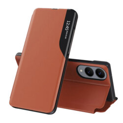 Husa Samsung Galaxy S25 Edge Eco Leather View flip tip carte, portocaliu