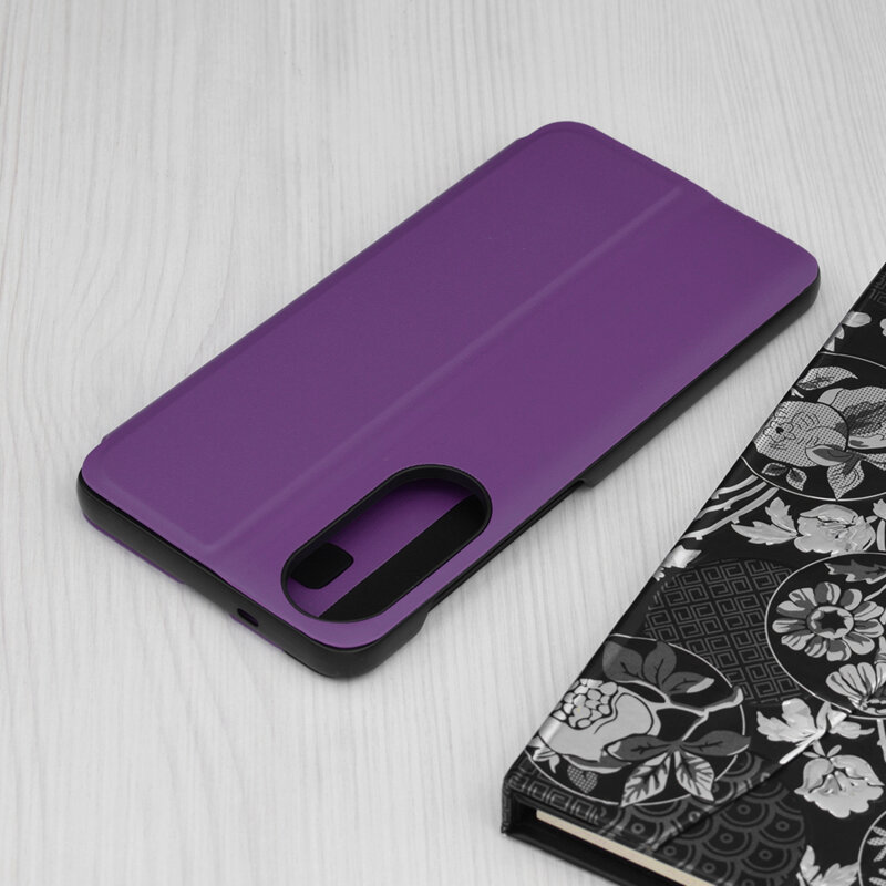 Husa Samsung Galaxy S25 Edge Eco Leather View flip tip carte, mov