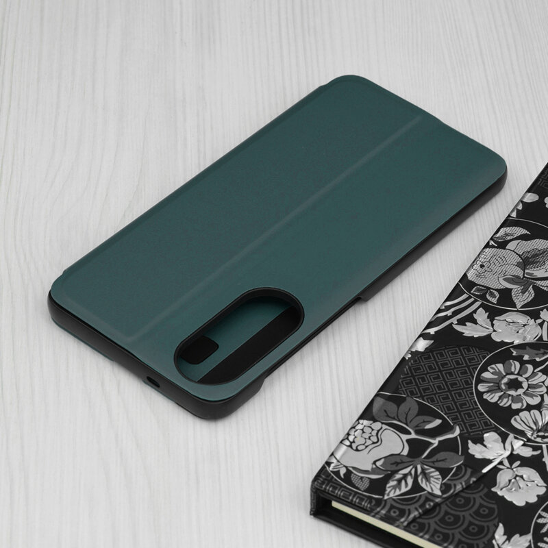 Husa Samsung Galaxy S25 Edge Eco Leather View flip tip carte, verde