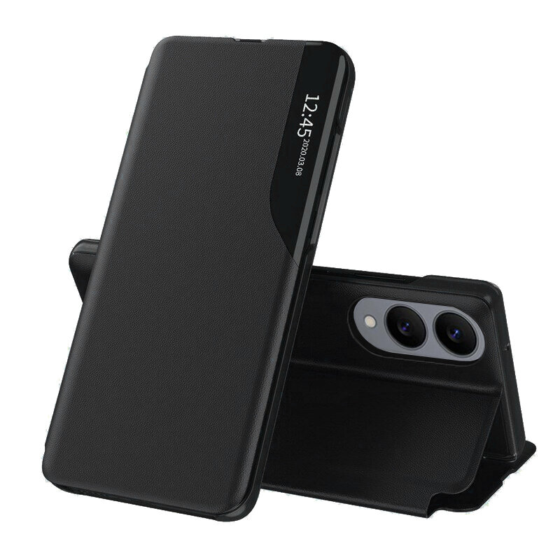 Husa Samsung Galaxy S25 Edge Eco Leather View flip tip carte, negru