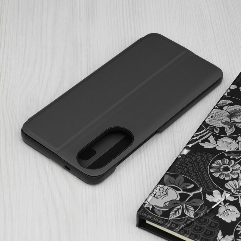 Husa Samsung Galaxy S25 Edge Eco Leather View flip tip carte, negru