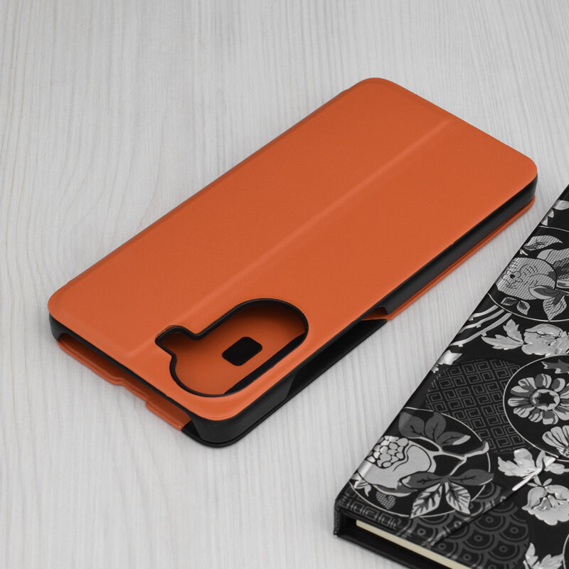 Husa Xiaomi Poco X7 Pro Eco Leather View flip tip carte, portocaliu