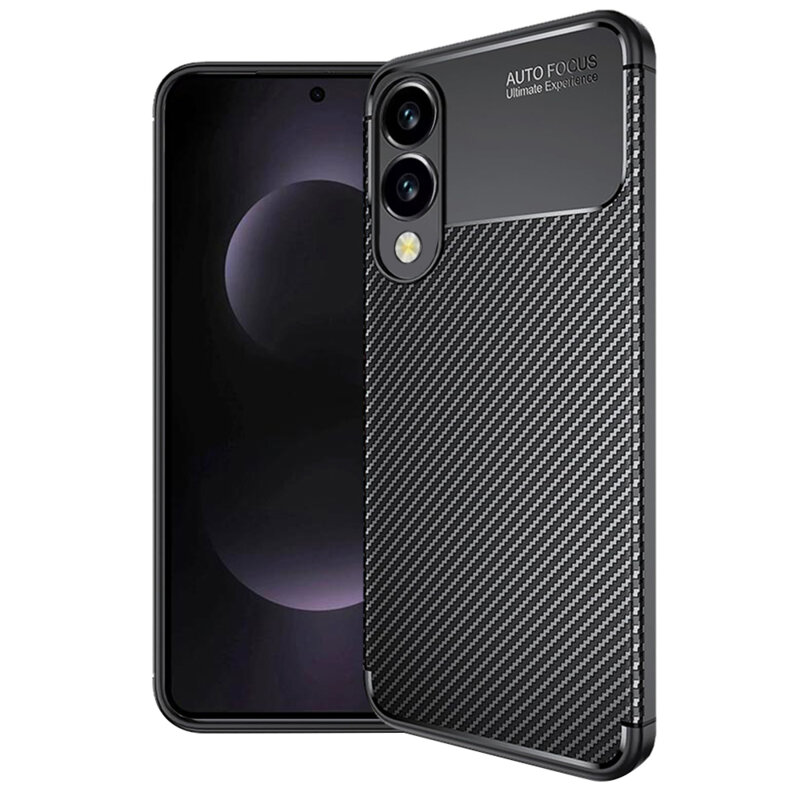 Husa Samsung Galaxy S25 Edge Techsuit CarbonFiber, negru