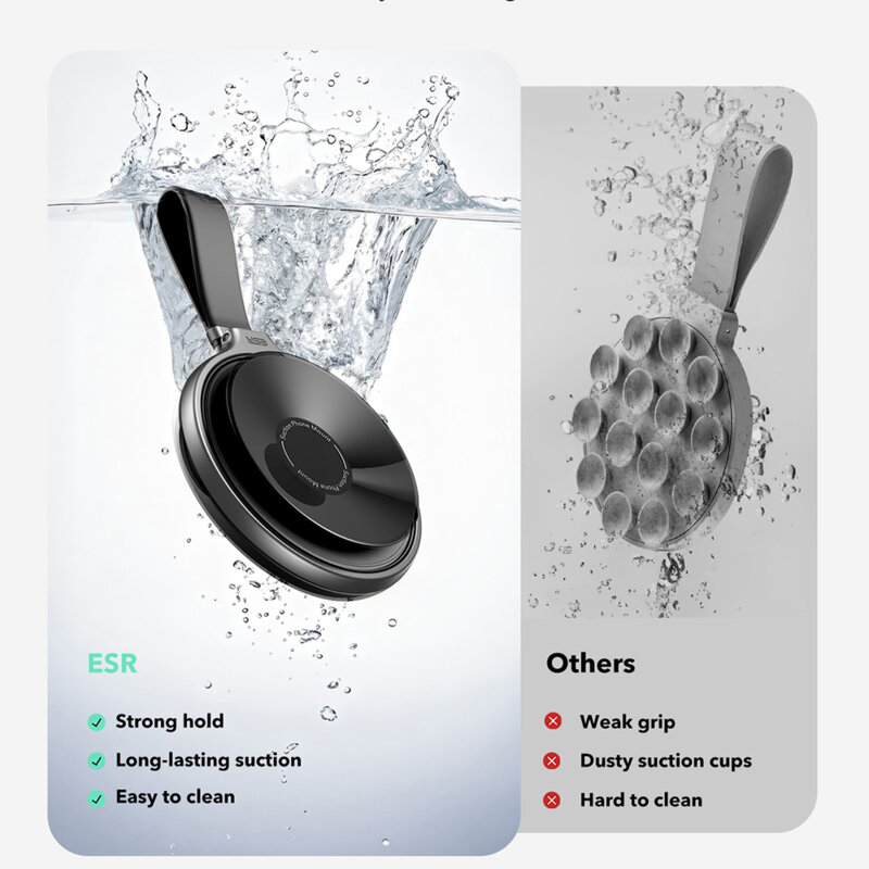 Suport inel telefon MagSafe cu ventuza ESR 2K650, negru