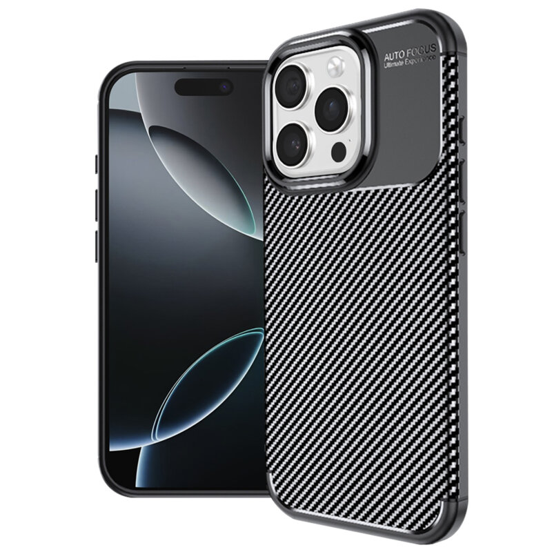 Husa iPhone 16 Pro Techsuit CarbonFiber, negru