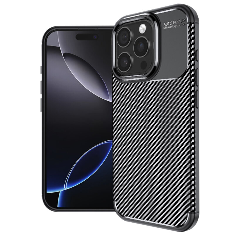 Husa iPhone 16 Pro Max Techsuit CarbonFiber, negru