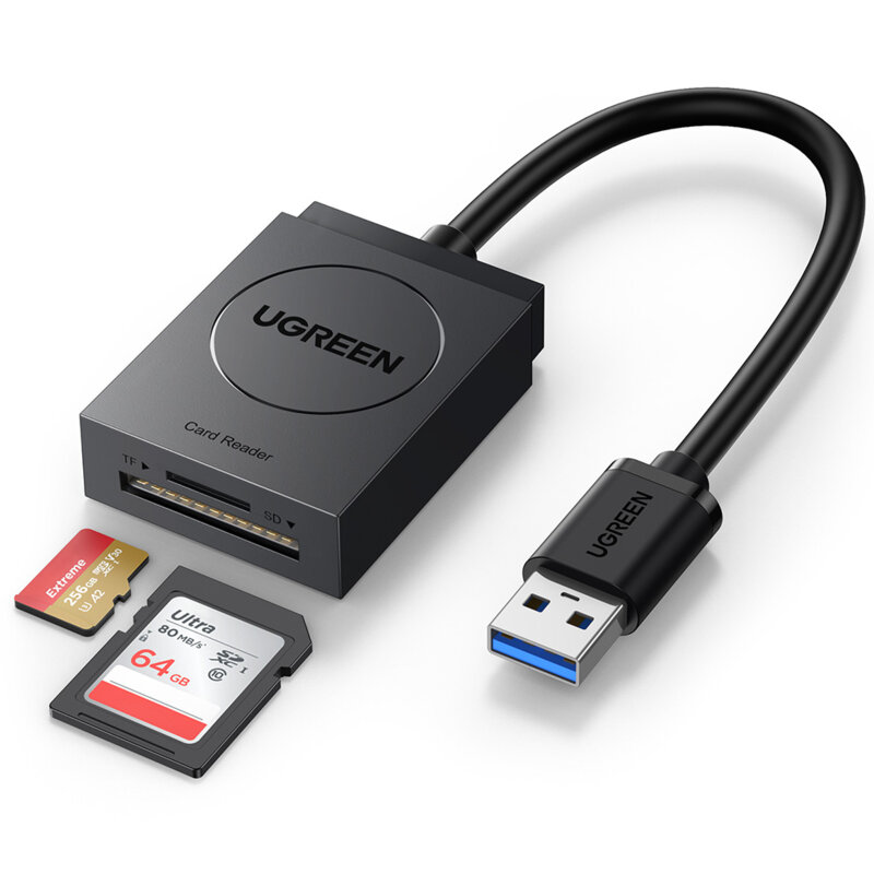 Adaptor USB, card reader SD/MicroSD 5Gbps Ugreen, negru, 20250