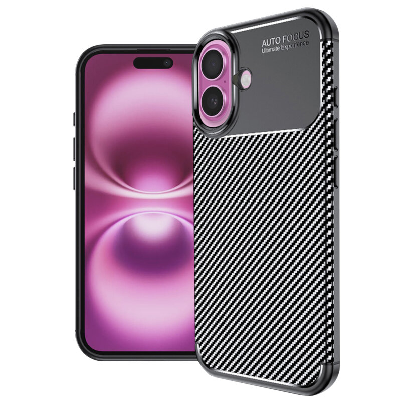 Husa iPhone 16 Plus Techsuit CarbonFiber, negru