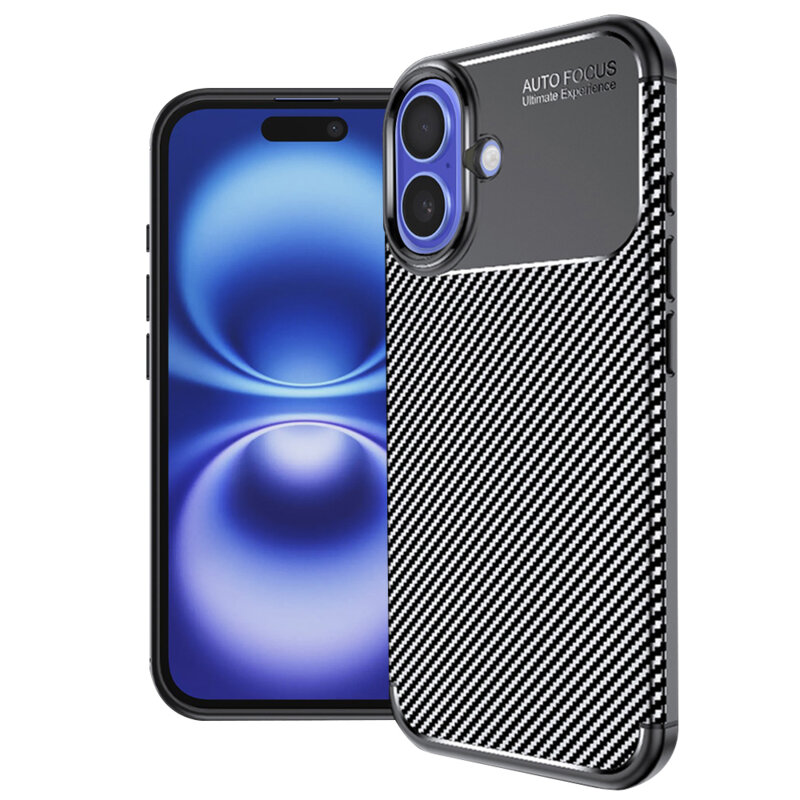 Husa iPhone 16 Techsuit CarbonFiber, negru