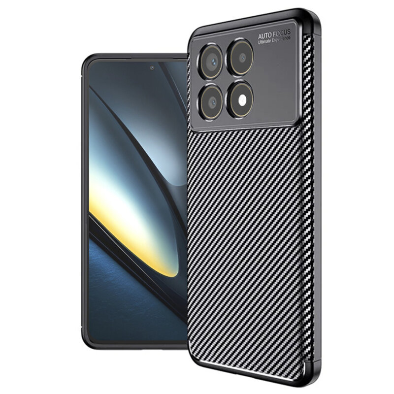 Husa Xiaomi Poco F6 Pro Techsuit CarbonFiber, negru