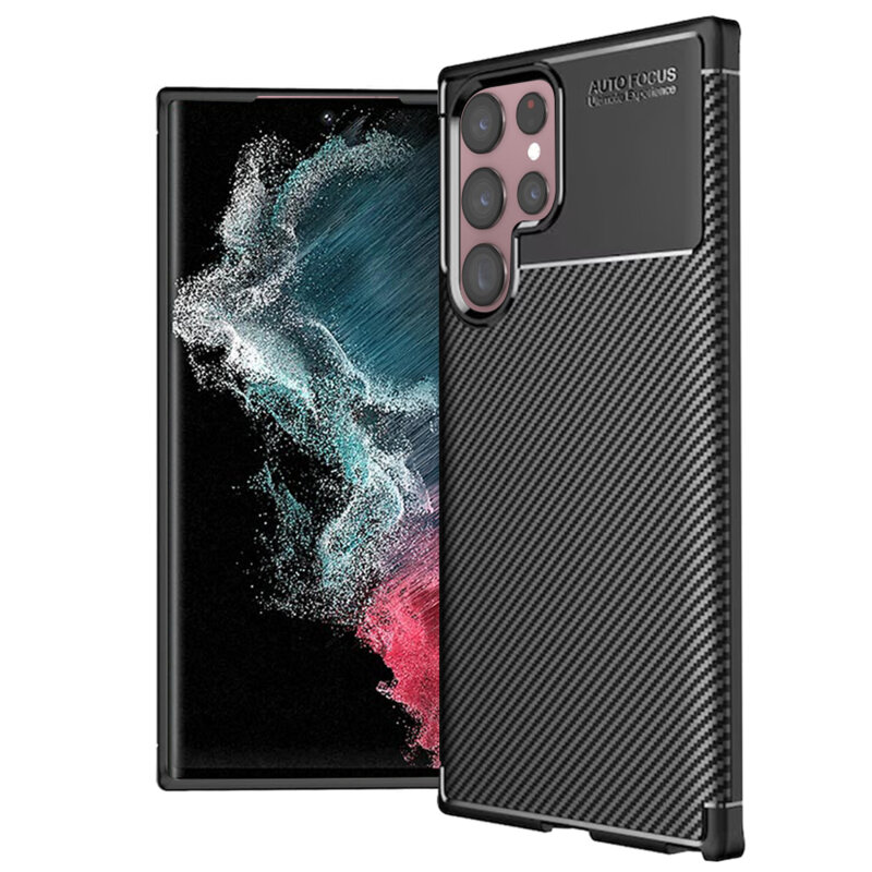 Husa Samsung Galaxy S22 Ultra 5G Techsuit CarbonFiber, negru
