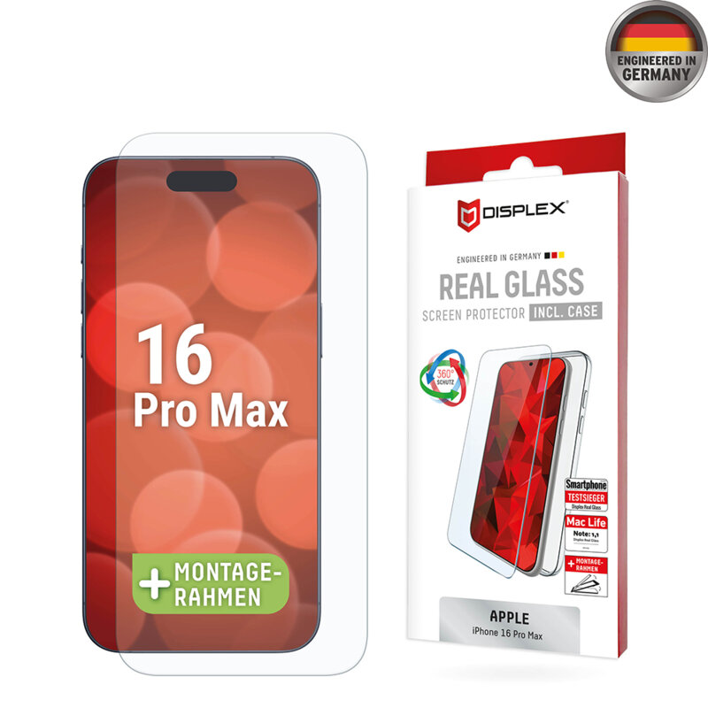 [Folie sticla + husa] premium iPhone 16 Pro Max Displex Real Glass, transparenta