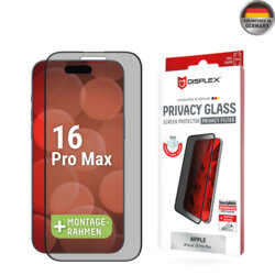 Folie sticla premium iPhone 16 Pro Max Displex Real Glass Privacy Full Cover, negru