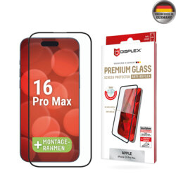 Folie sticla premium iPhone 16 Pro Max Displex Real Glass Full Cover, negru