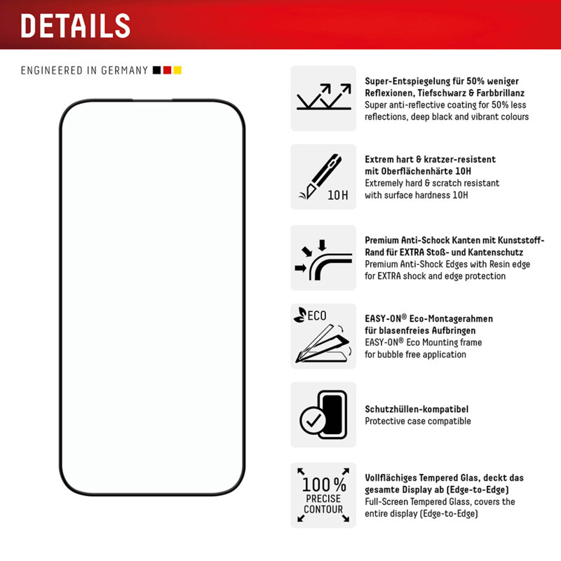 Folie sticla premium iPhone 16 Pro Max Displex Real Glass Full Cover, negru