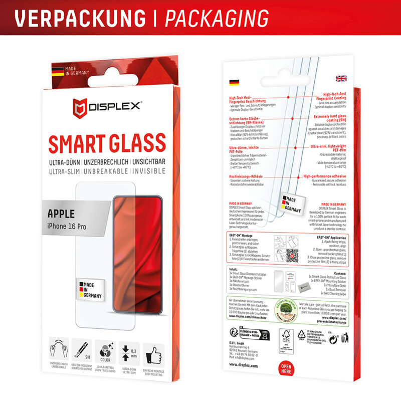 Folie premium iPhone 16 Pro Displex Smart FlexiGlass, transparenta