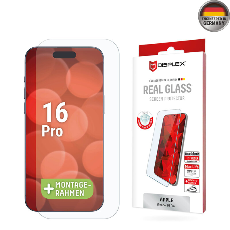 Folie sticla premium iPhone 16 Pro Displex Real Glass 2D, transparenta