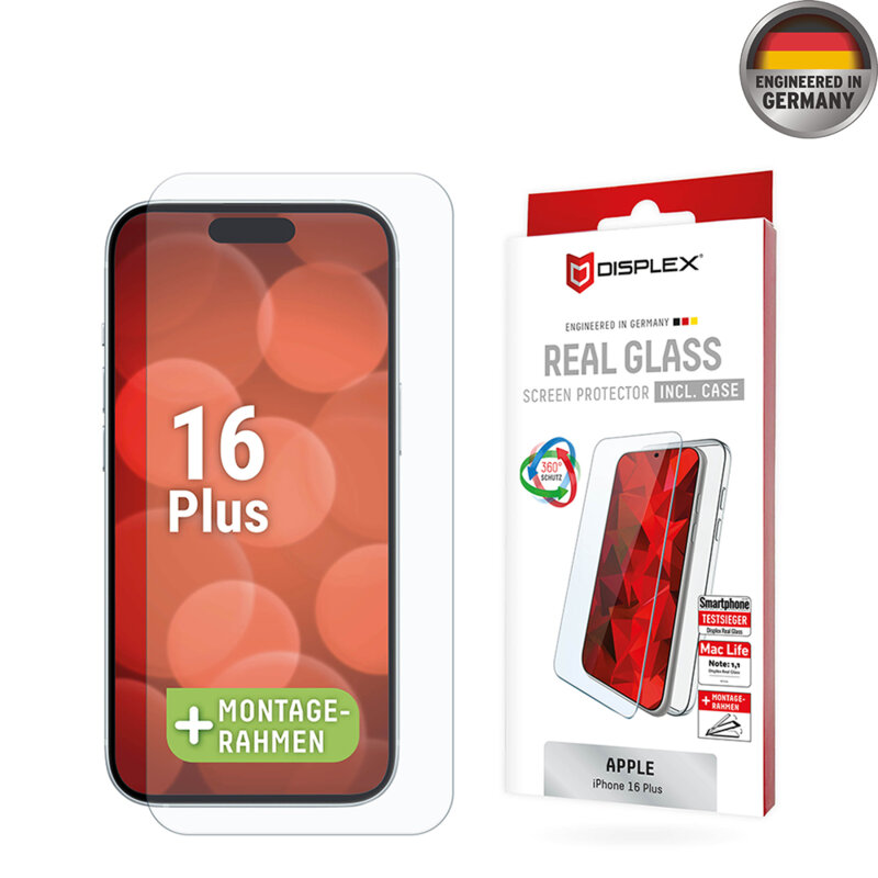 [Folie sticla + husa] premium iPhone 16 Plus Displex Real Glass, transparenta