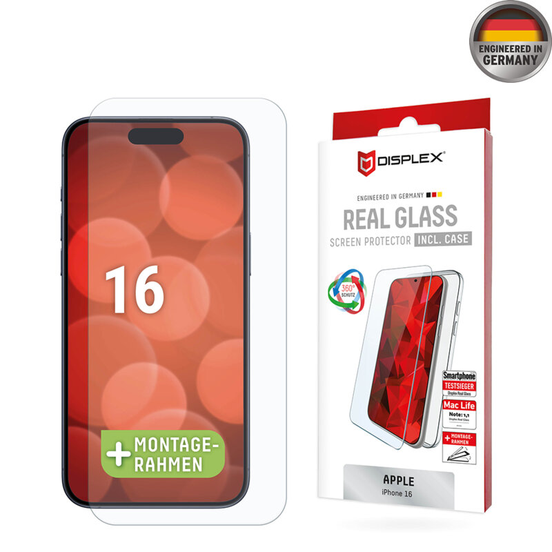 [Folie sticla + husa] premium iPhone 16 Displex Real Glass, transparenta