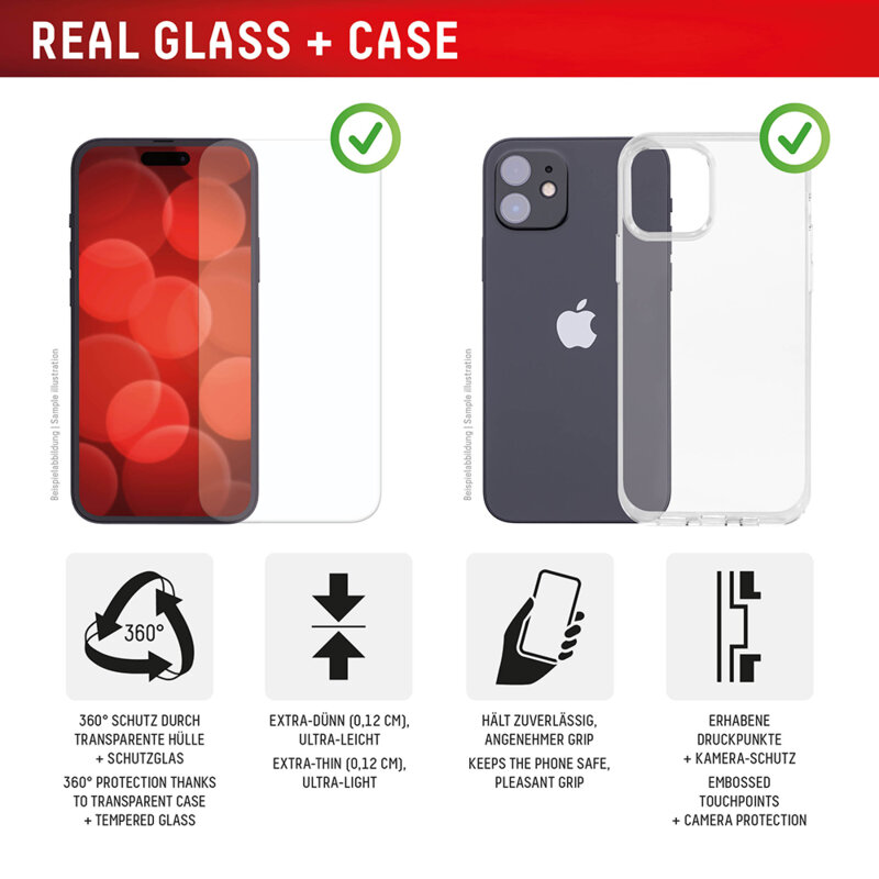 [Folie sticla + husa] premium iPhone 16 Displex Real Glass, transparenta