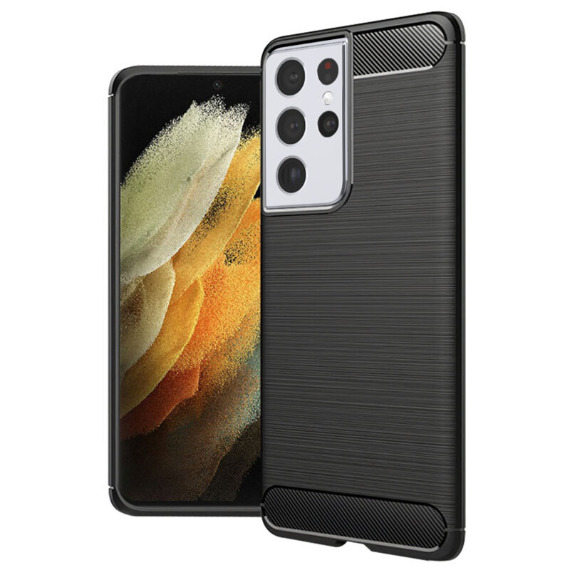 Husa Samsung Galaxy S21 Ultra 5G Techsuit CarbonFiber, negru