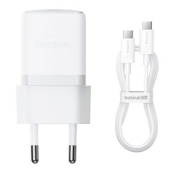 Incarcator Type-C Fast Charge + cablu Type-C Baseus Palm, alb P10111605213-01
