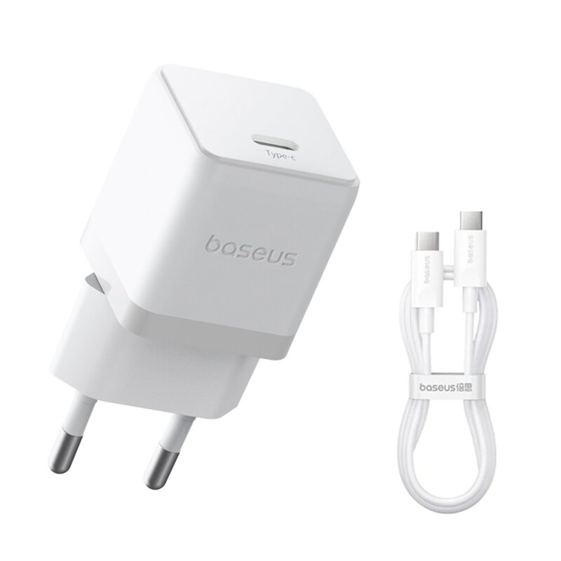 Incarcator Fast Charging Type-C + cablu Type-C Baseus Palm, alb P10111602213-01
