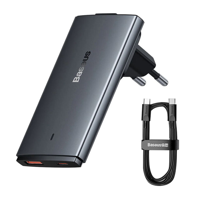 Incarcator USB Type-C, plug UE/UK + cablu Type-C Baseus, CCGP150113