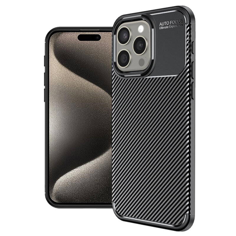 Husa iPhone 15 Pro Max Techsuit CarbonFiber, negru