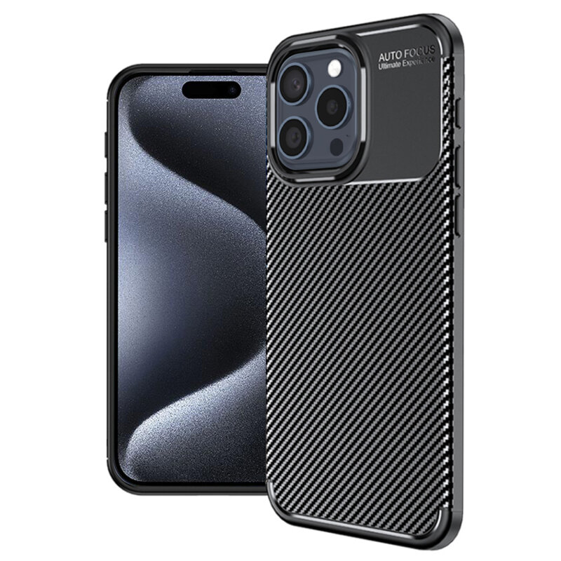 Husa iPhone 15 Pro Techsuit CarbonFiber, negru