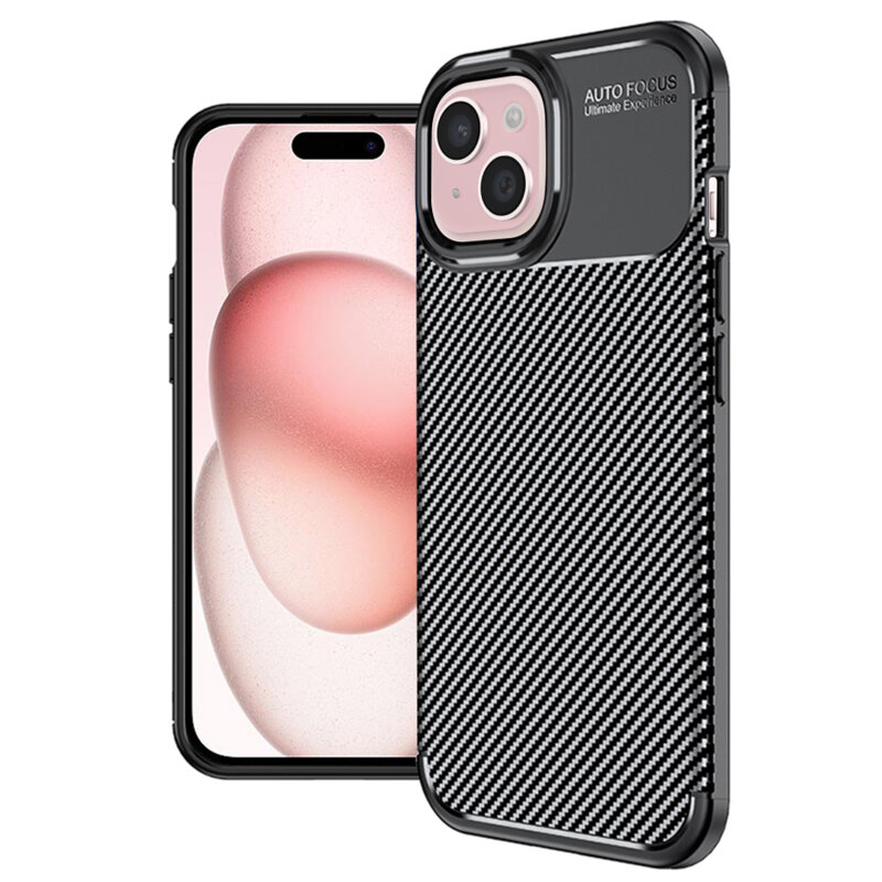 Husa iPhone 15 Techsuit CarbonFiber, negru