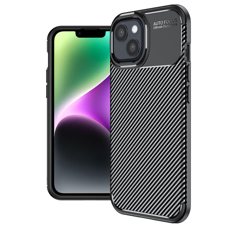 Husa iPhone 14 Techsuit CarbonFiber, negru
