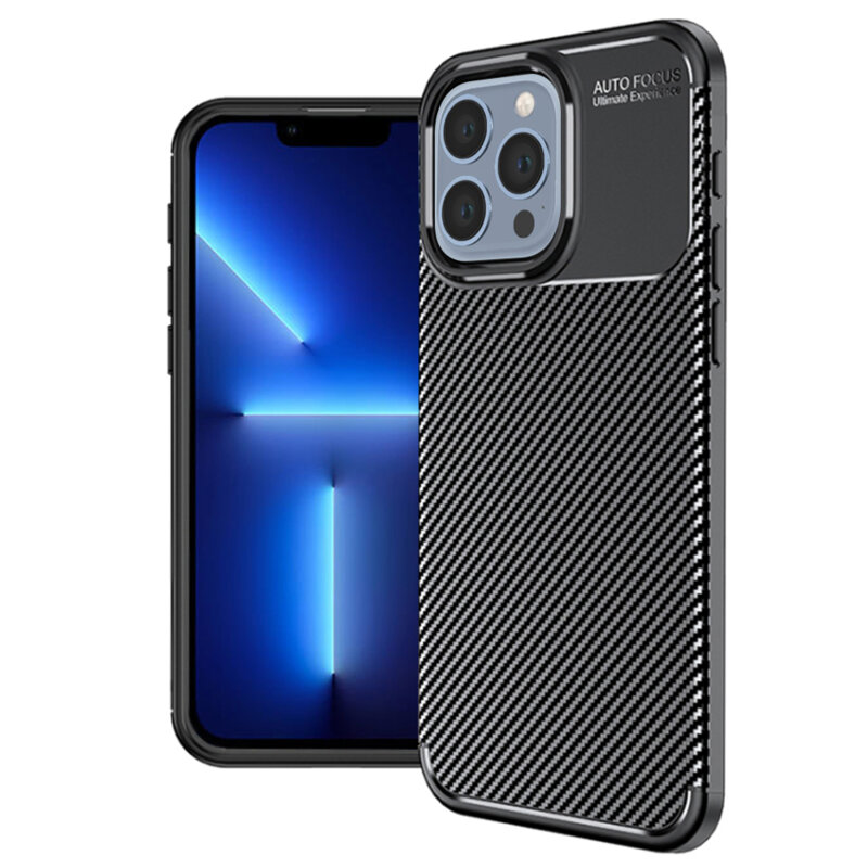 Husa iPhone 13 Pro Max Techsuit CarbonFiber, negru