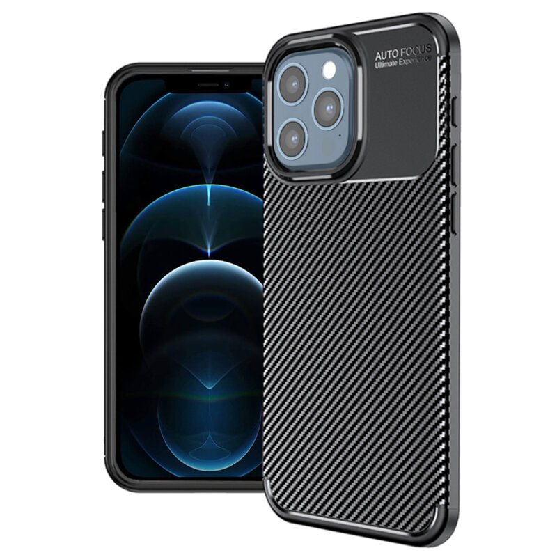 Husa iPhone 12 Pro Max Techsuit CarbonFiber, negru