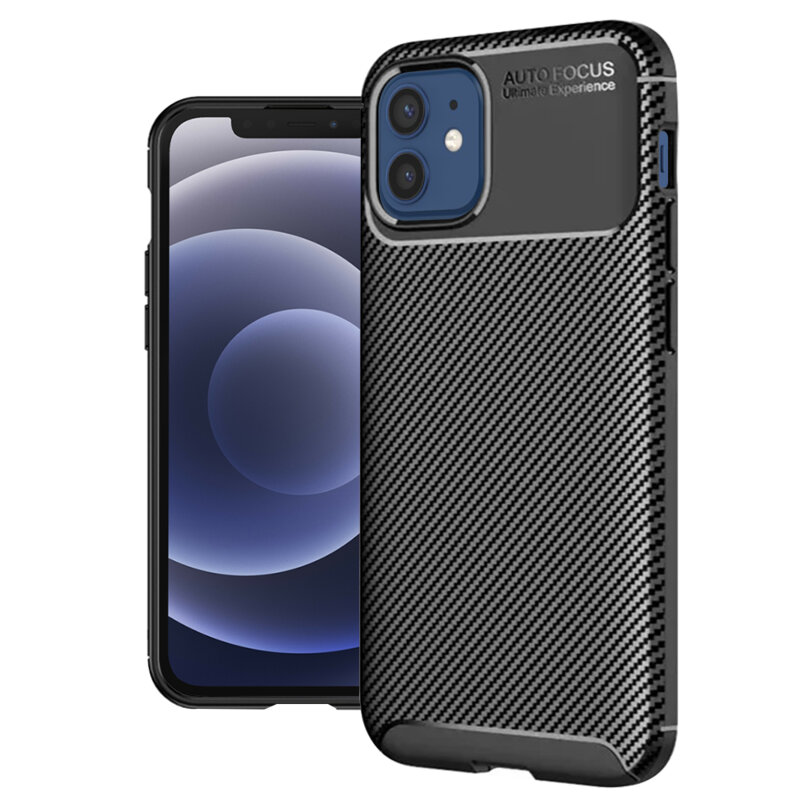 Husa iPhone 12 Techsuit CarbonFiber, negru