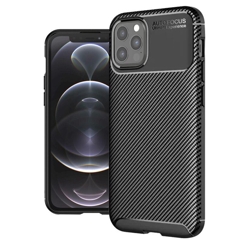 Husa iPhone 12 Pro Techsuit CarbonFiber, negru