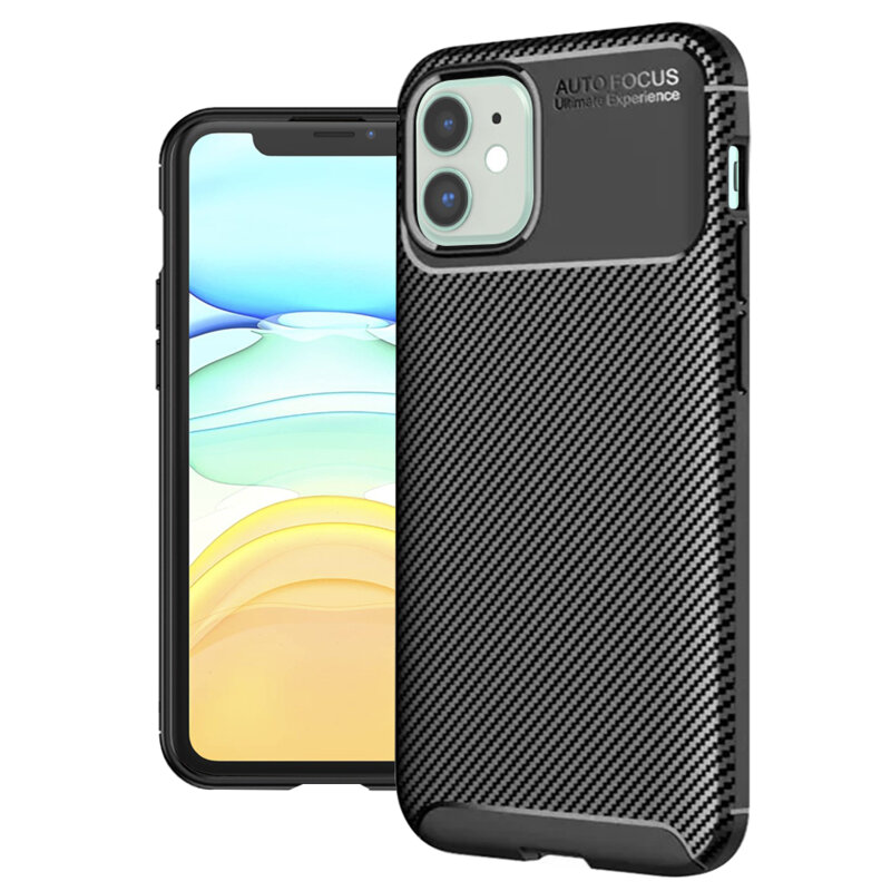 Husa iPhone 11 Techsuit CarbonFiber, negru