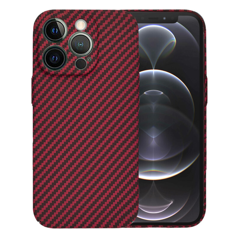 Husa iPhone 12 Pro Techsuit Carbonite FiberShell, rosu