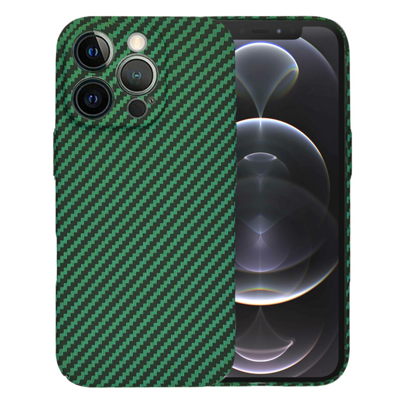 Husa iPhone 12 Pro Techsuit Carbonite FiberShell, verde