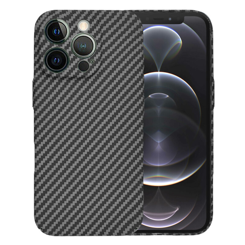 Husa iPhone 12 Pro Techsuit Carbonite FiberShell, negru