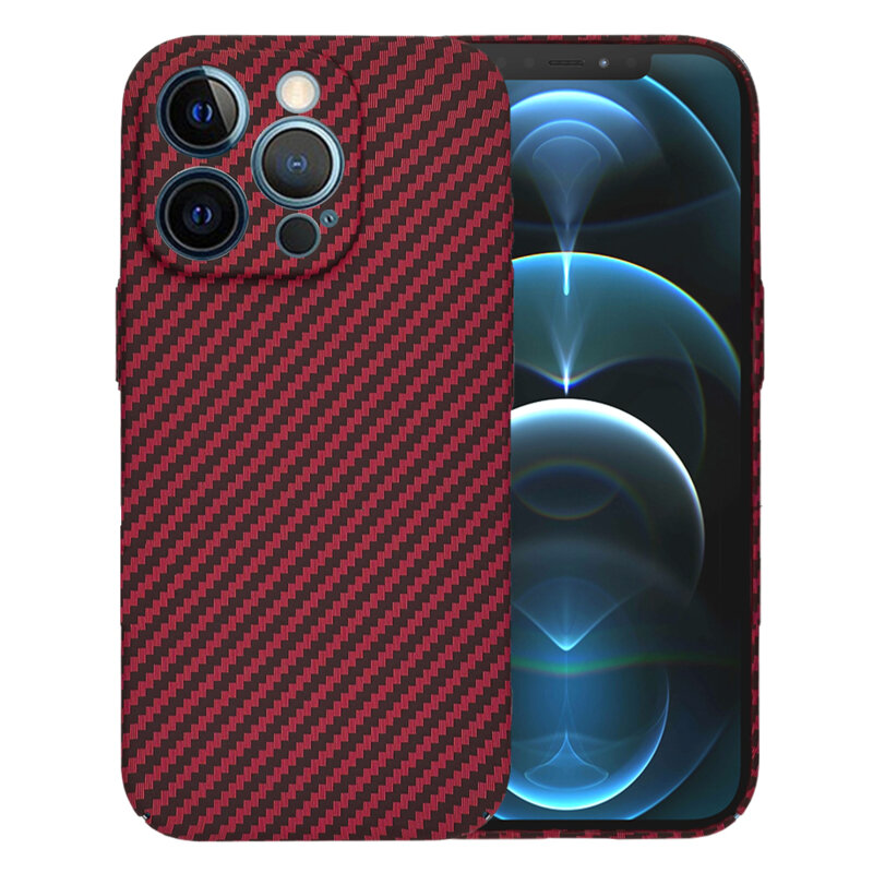 Husa iPhone 12 Pro Max Techsuit Carbonite FiberShell, rosu