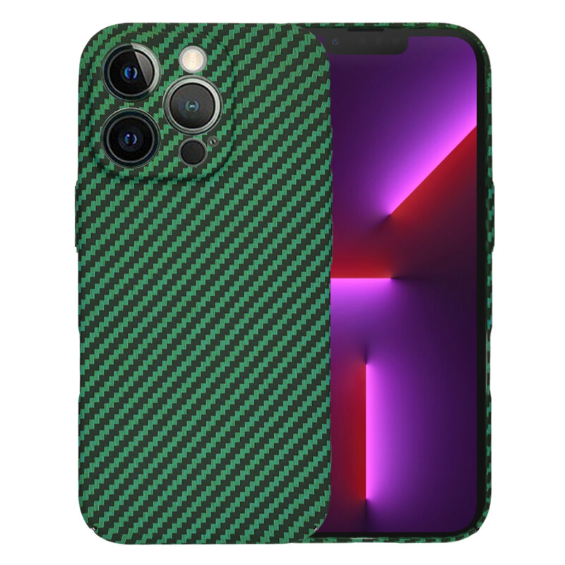 Husa iPhone 13 Pro Techsuit Carbonite FiberShell, verde