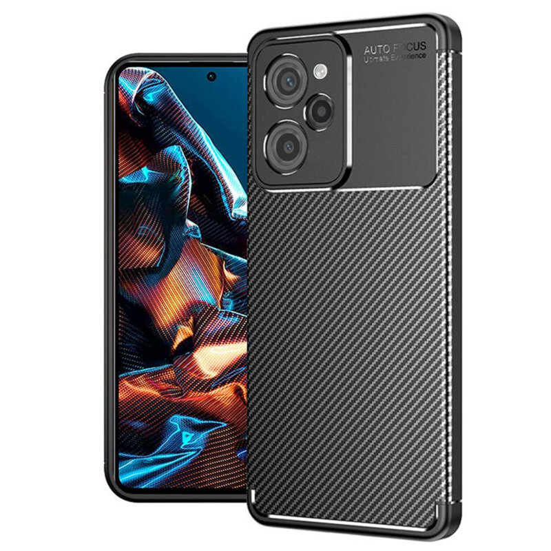 Husa Xiaomi Poco X5 Pro Techsuit CarbonFiber, negru