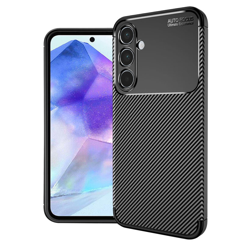 Husa Samsung Galaxy A55 5G Techsuit CarbonFiber, negru
