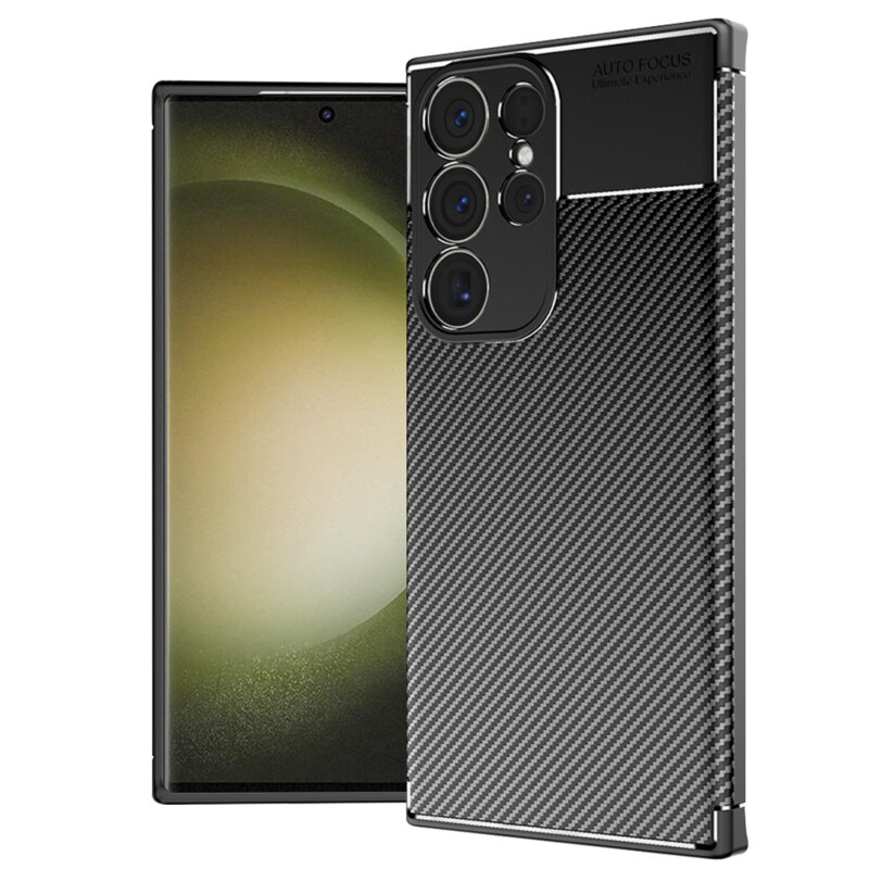 Husa Samsung Galaxy S23 Ultra Techsuit CarbonFiber, negru